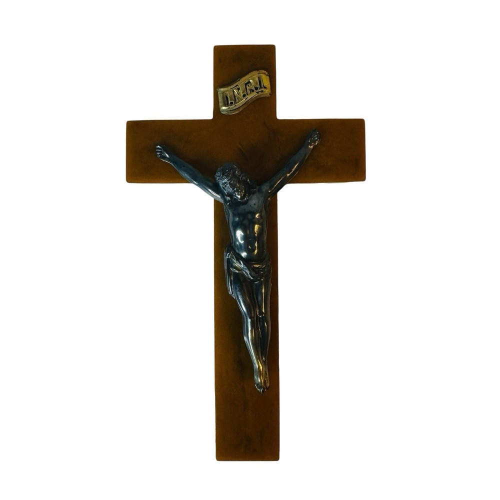 Vintage Wooden Jesus Crucifix Wall Cross INRI Religious Home Decor